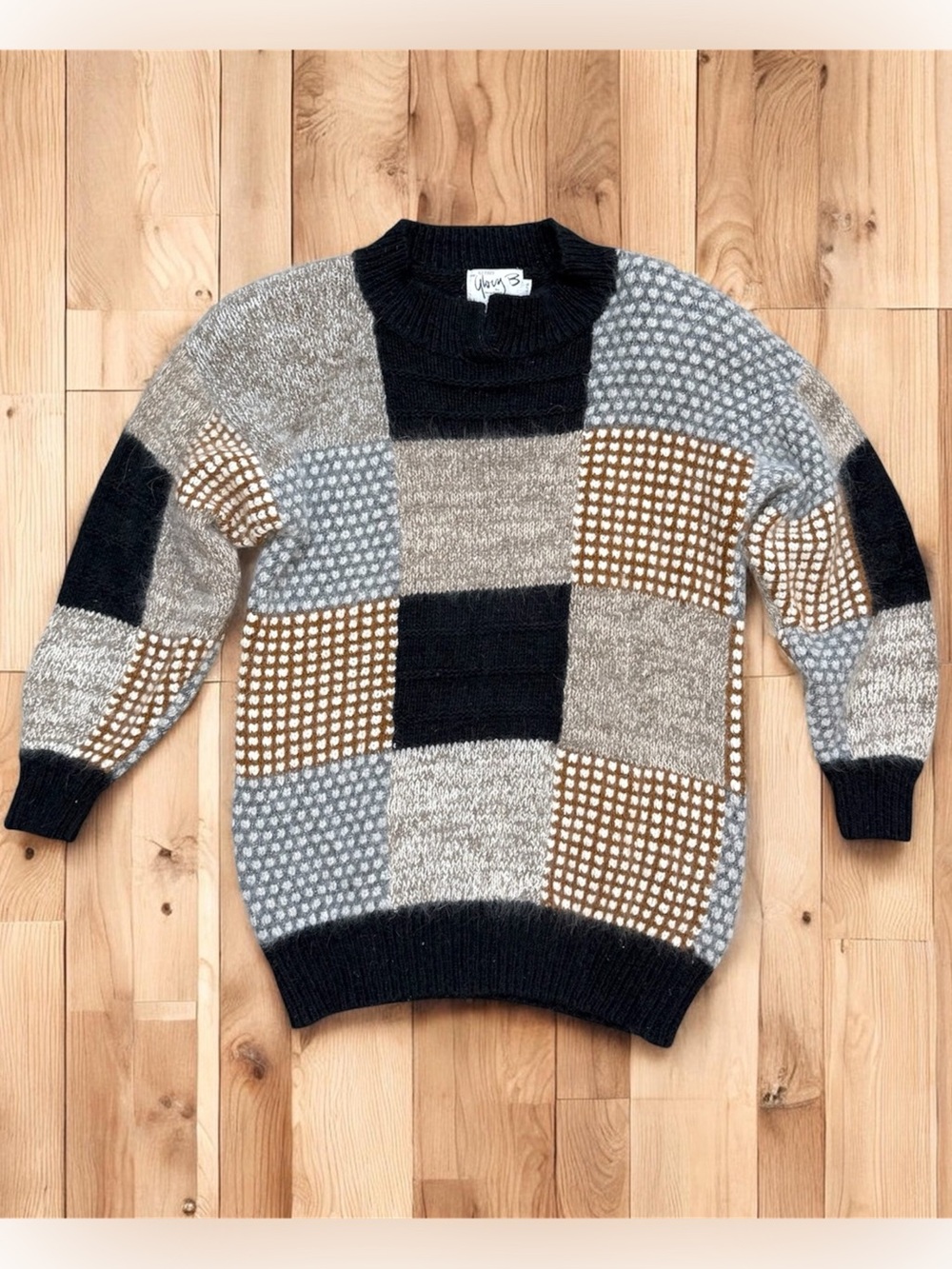 Gloria Furman Vintage Sweater Patchwork Silk Angora Lambswool M Medium L Large